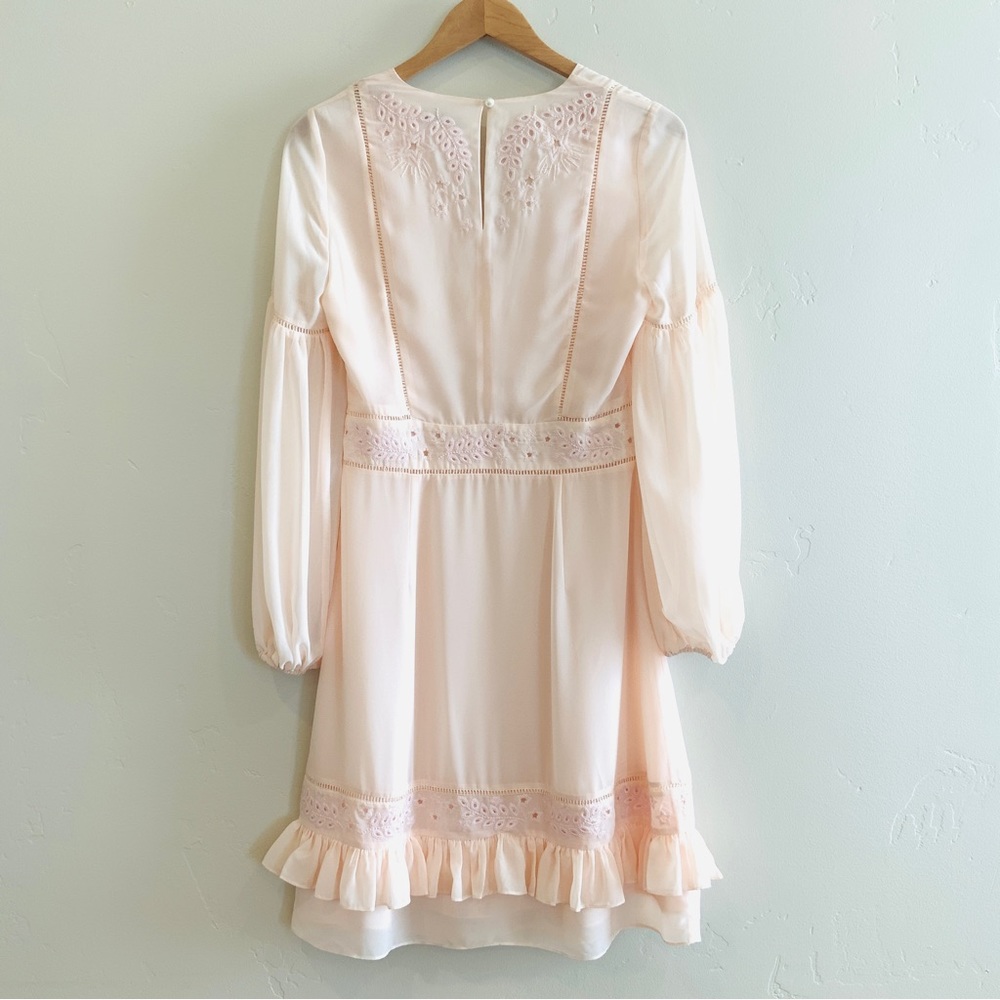 Rebecca Minkoff Prairie Embroidered Pinafore Ruffle Hem Bluff Dress Size Small - Picture 8 of 16